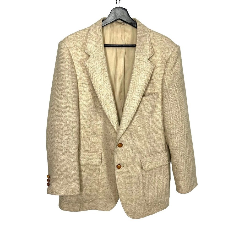 Vintage 90s Cream Double Button Sport Coat Large
